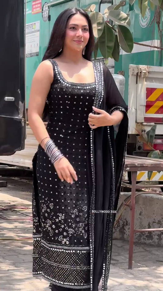 Aisha Black Sequence Embroidery Thread work Salwar Suit