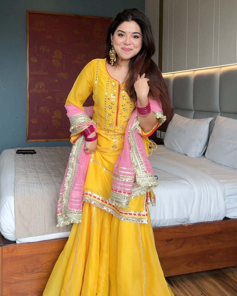 Golden Muse Sharara Set