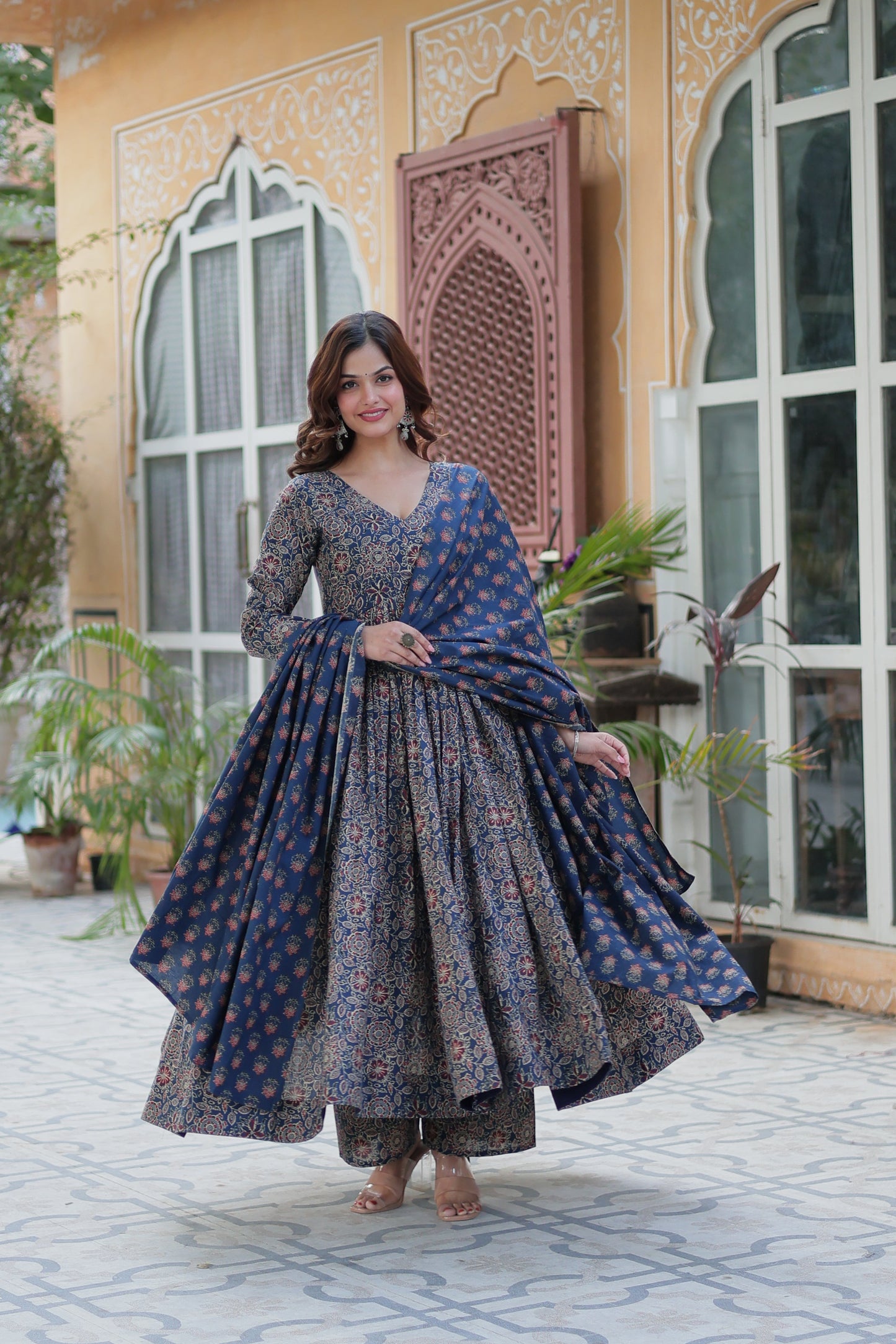 Blue Pure Cotton Kurta With Palazzo Set