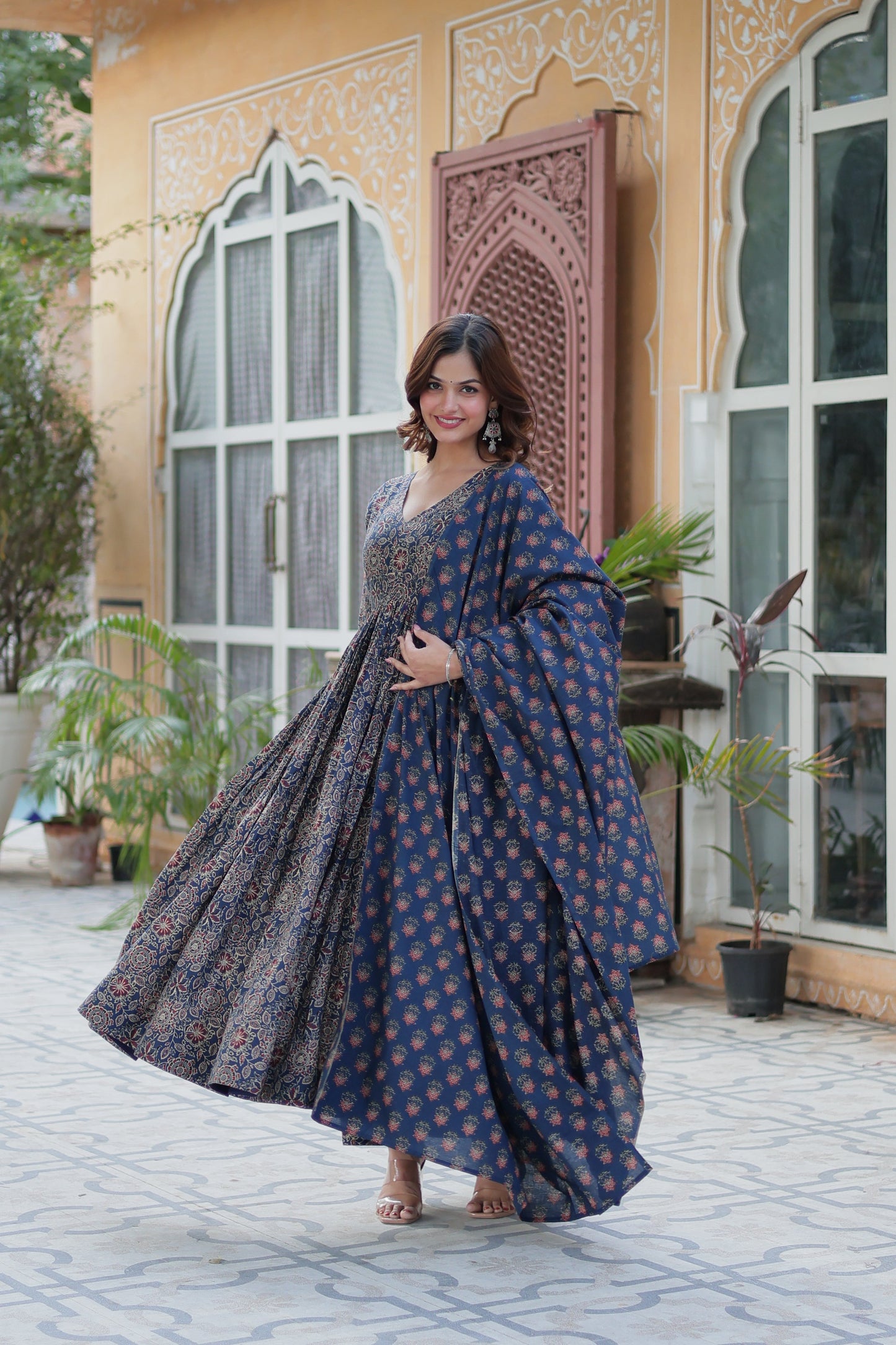 Blue Pure Cotton Kurta With Palazzo Set