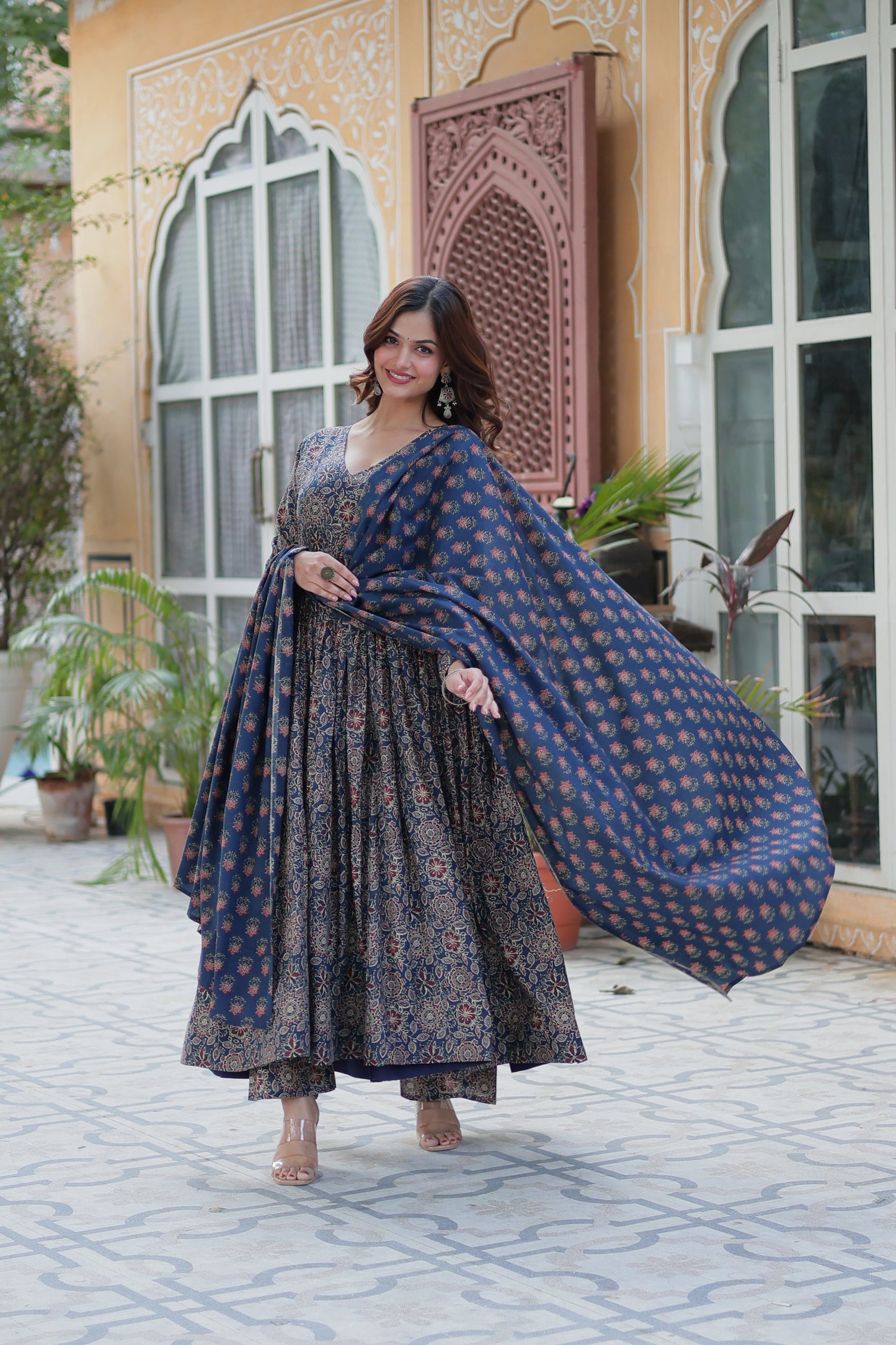 Blue Pure Cotton Kurta With Palazzo Set