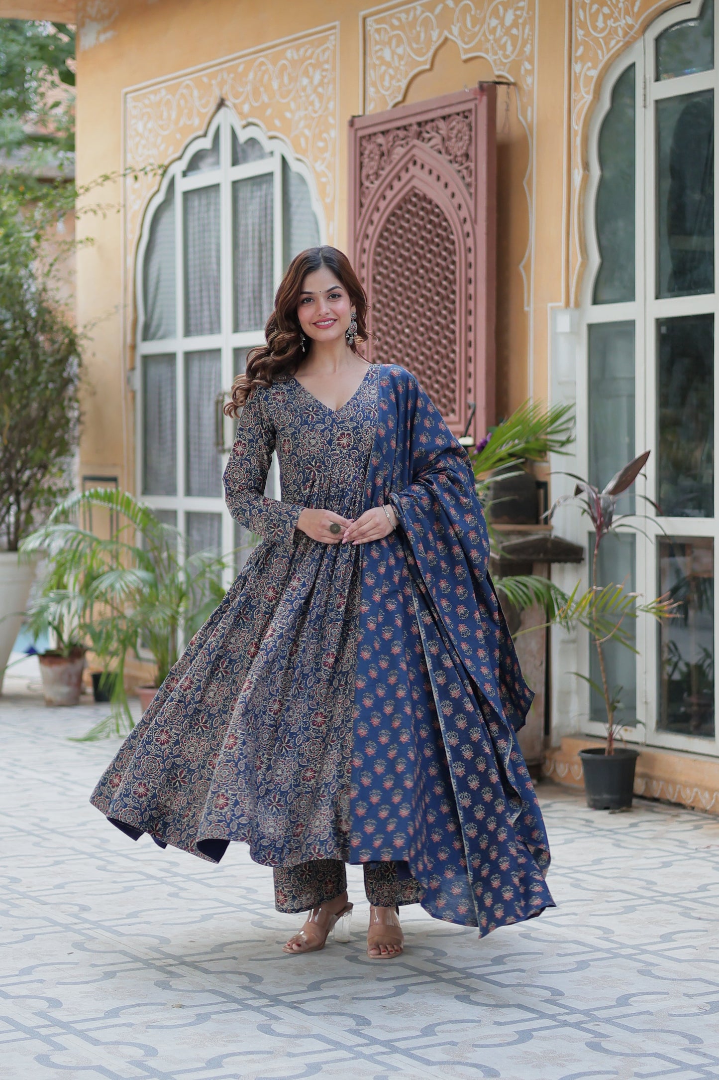 Blue Pure Cotton Kurta With Palazzo Set