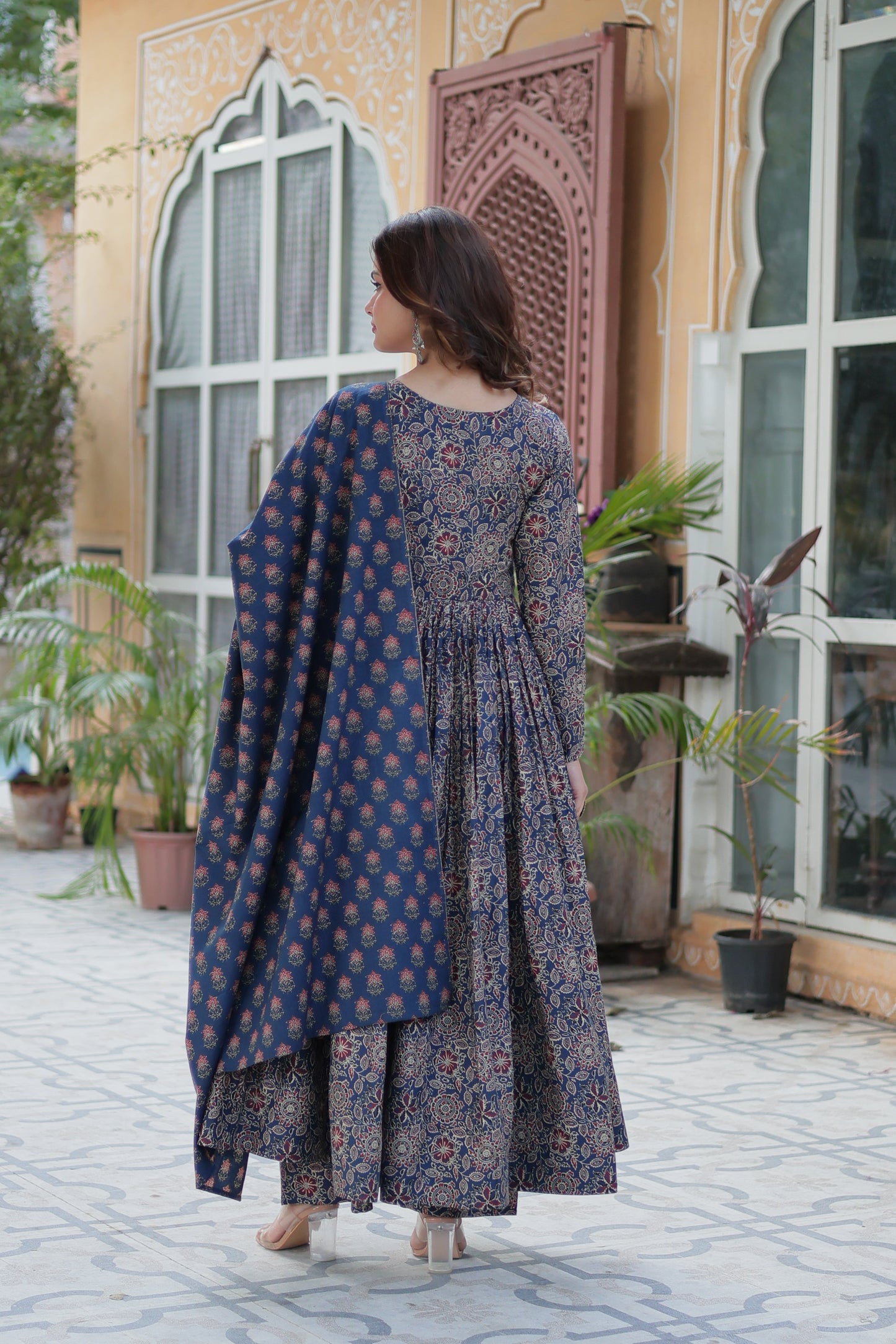 Blue Pure Cotton Kurta With Palazzo Set