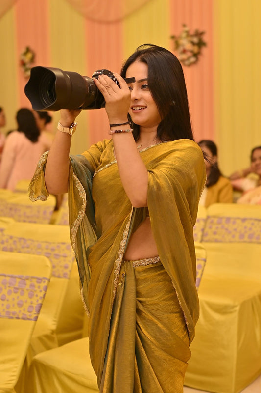 Luxurious Two-Tone Fendy Chiffon Saree