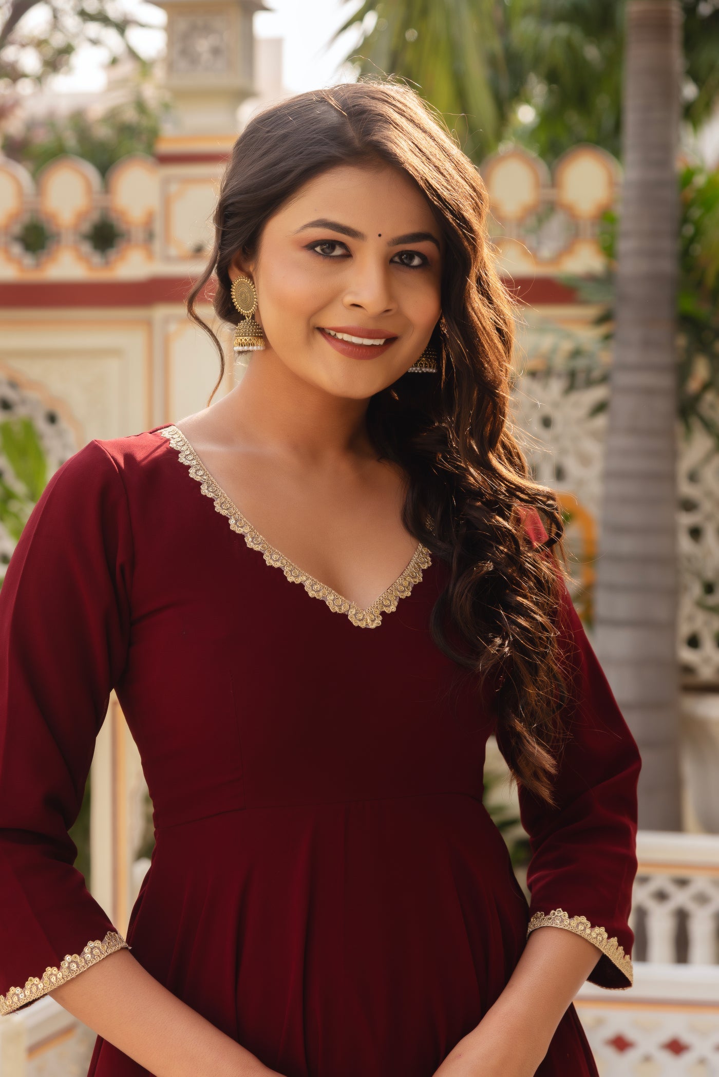 Mihika Maroon Color Faux Georgette Anarkali Suit Set