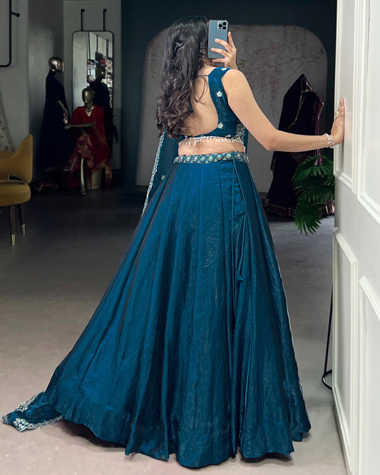 Peacock Color Fendi Embroidered Lehenga Choli