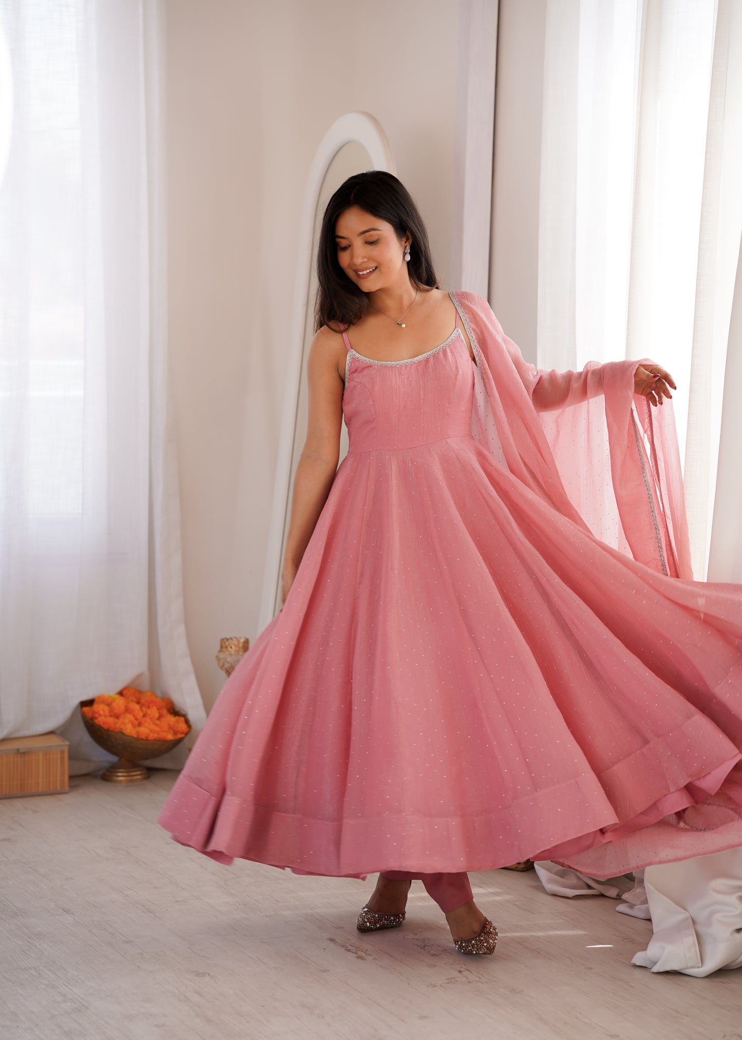 Pink Anarkali Suit with Dupatta for Party Wear