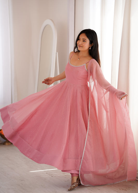 Pink Anarkali Suit with Dupatta for Party Wear