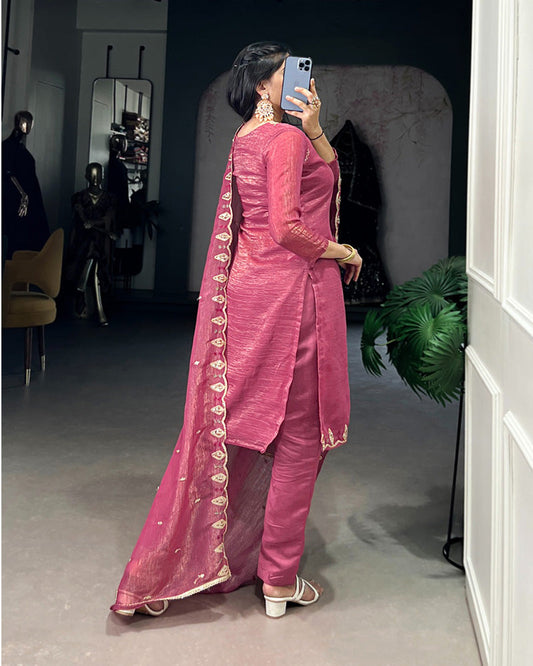 Pink Color Silver Glory Three Piece Salwar Suit