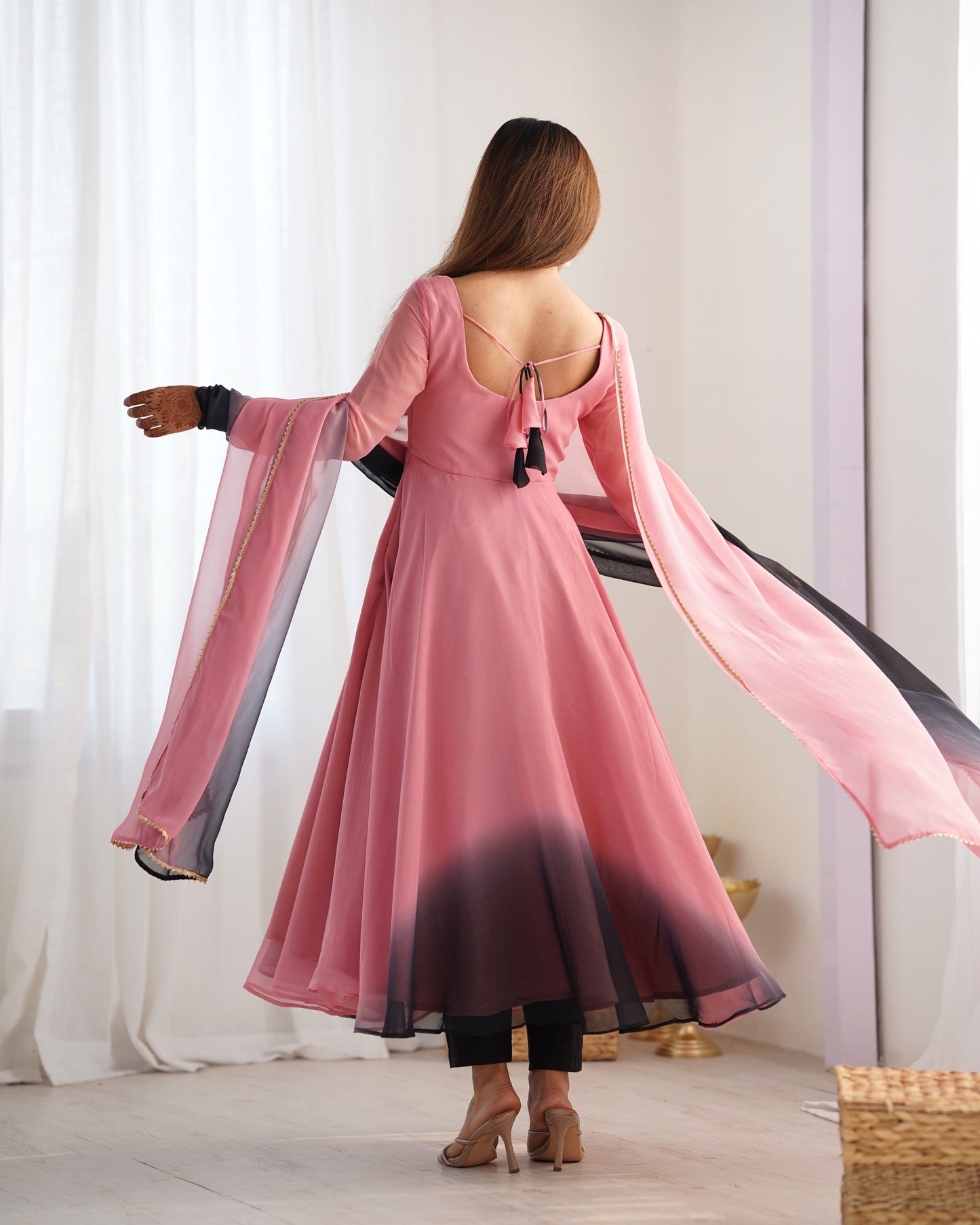 Pink Georgette Anarkali Suit With Dupatta