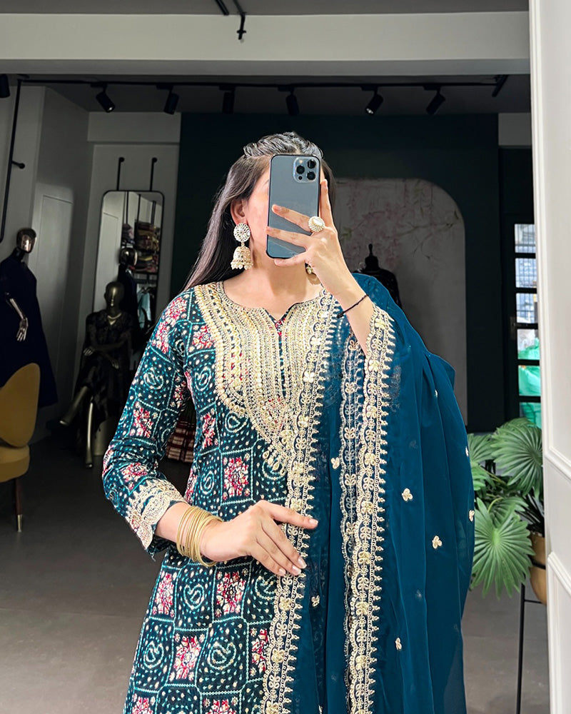 Rama Color Rayon Three Piece Salwar Suit