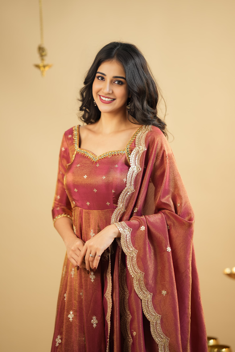 Vaani`s cosmos Silk Premium Anarkali Suit Set