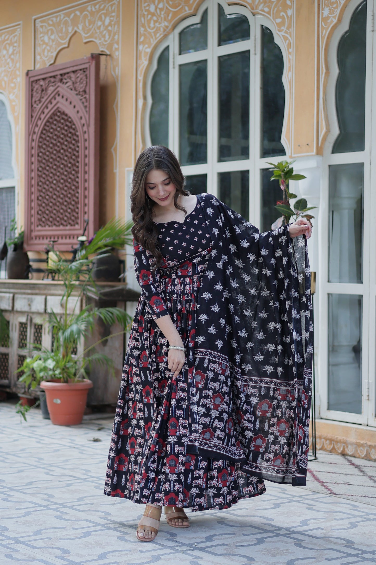 black long kurta plazo