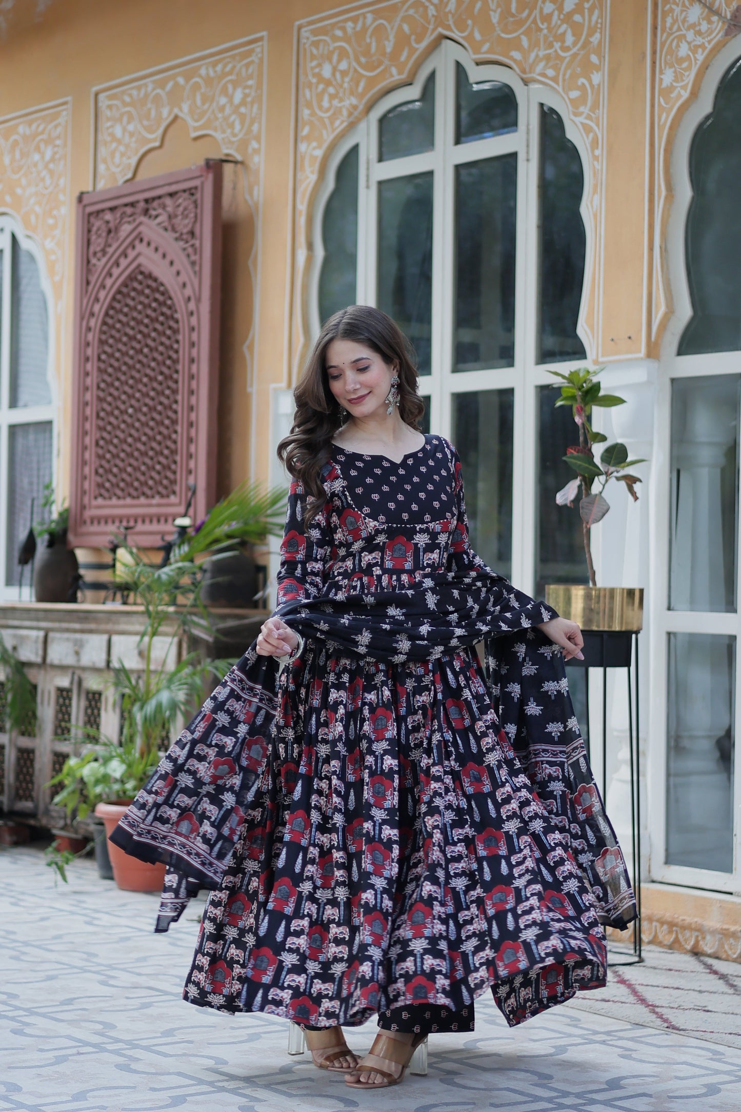 black long kurta plazo