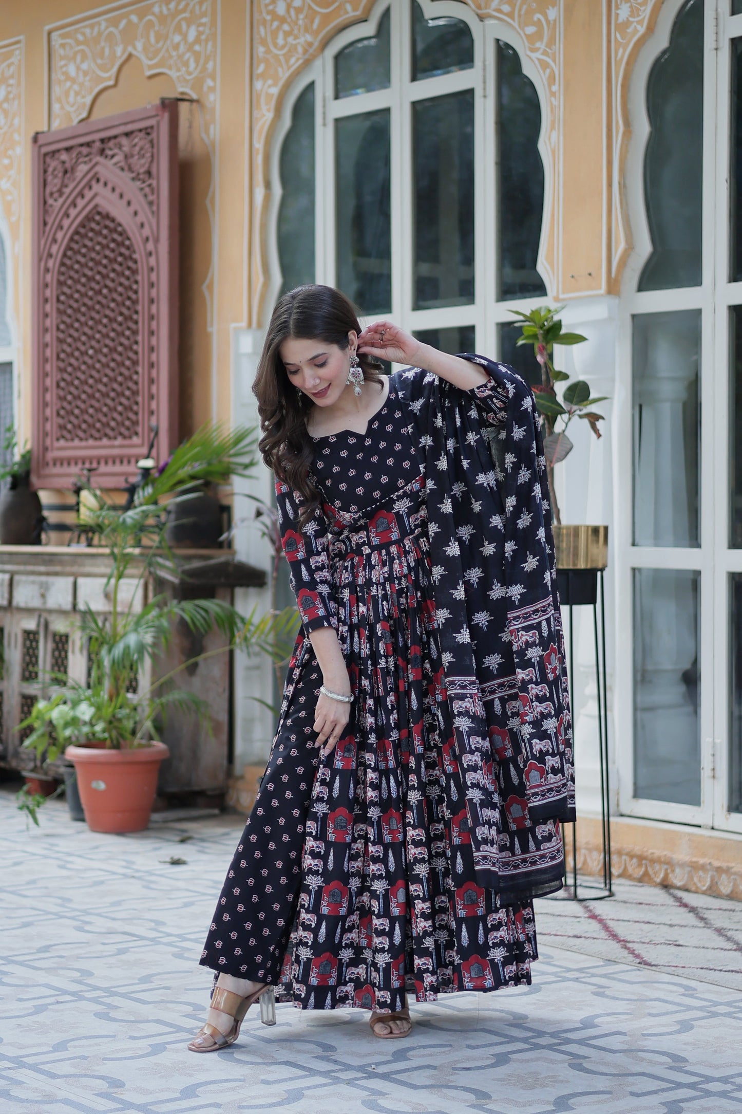 black long kurta plazo