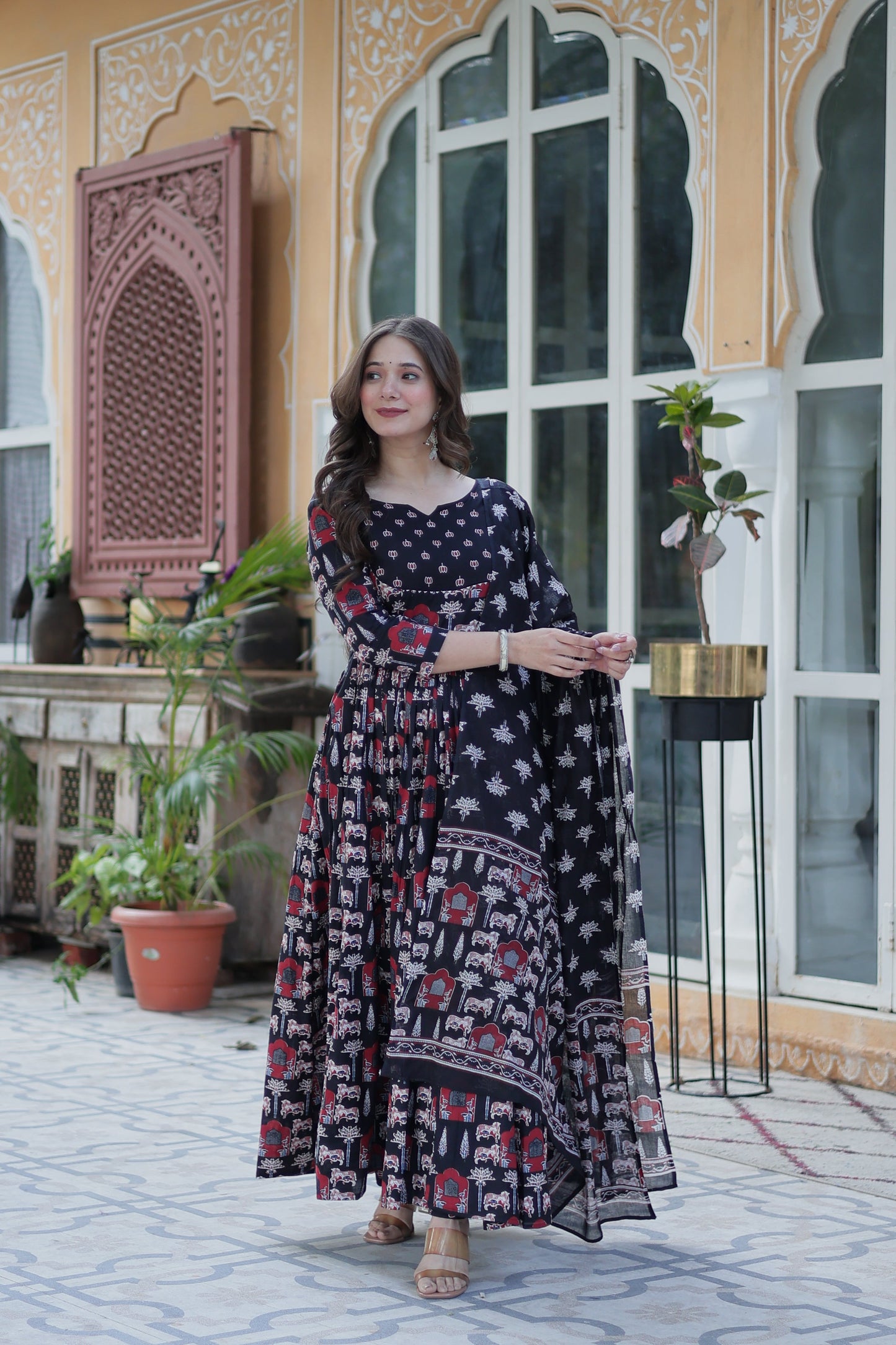 black long kurta plazo