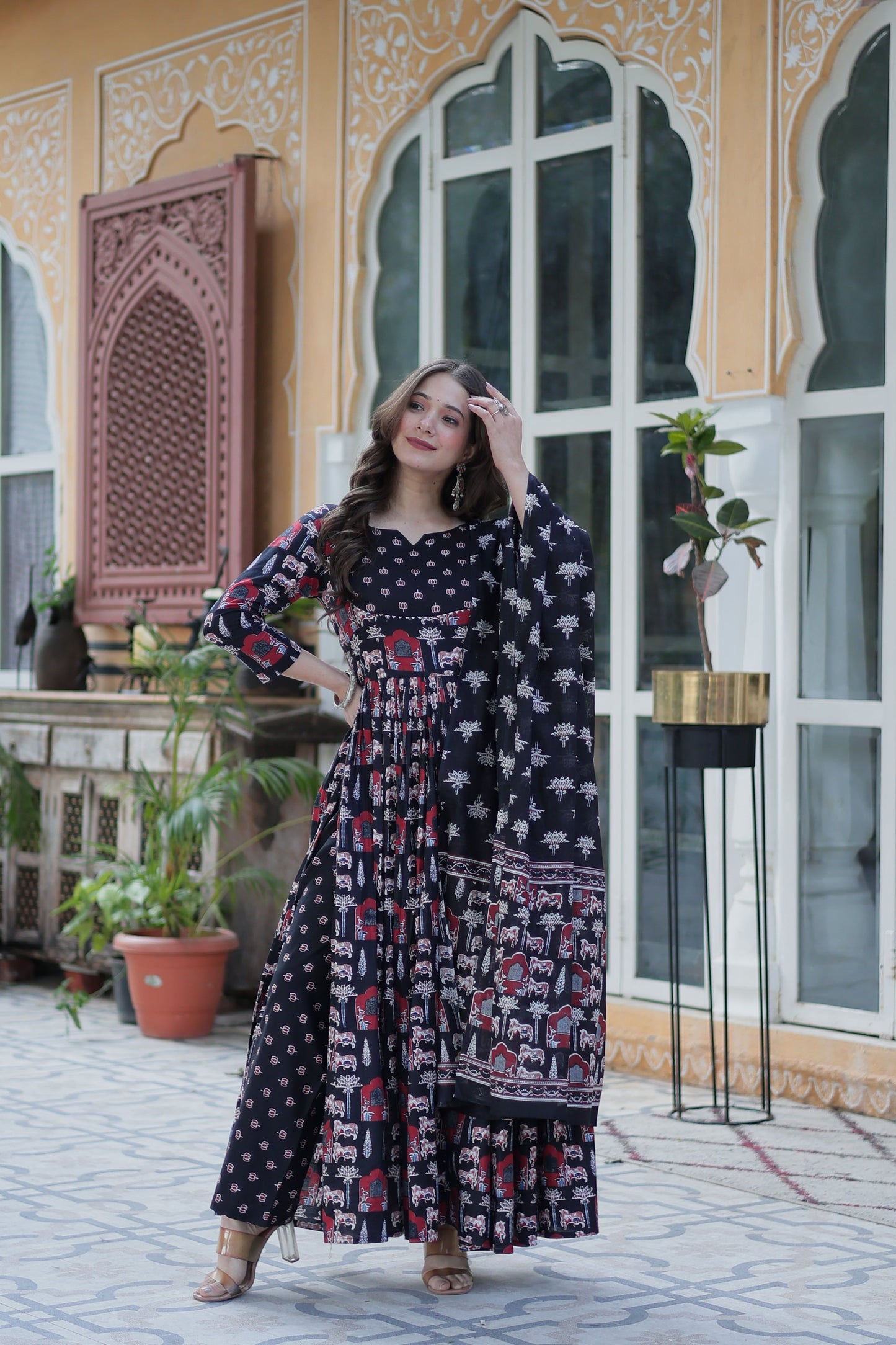 black long kurta plazo