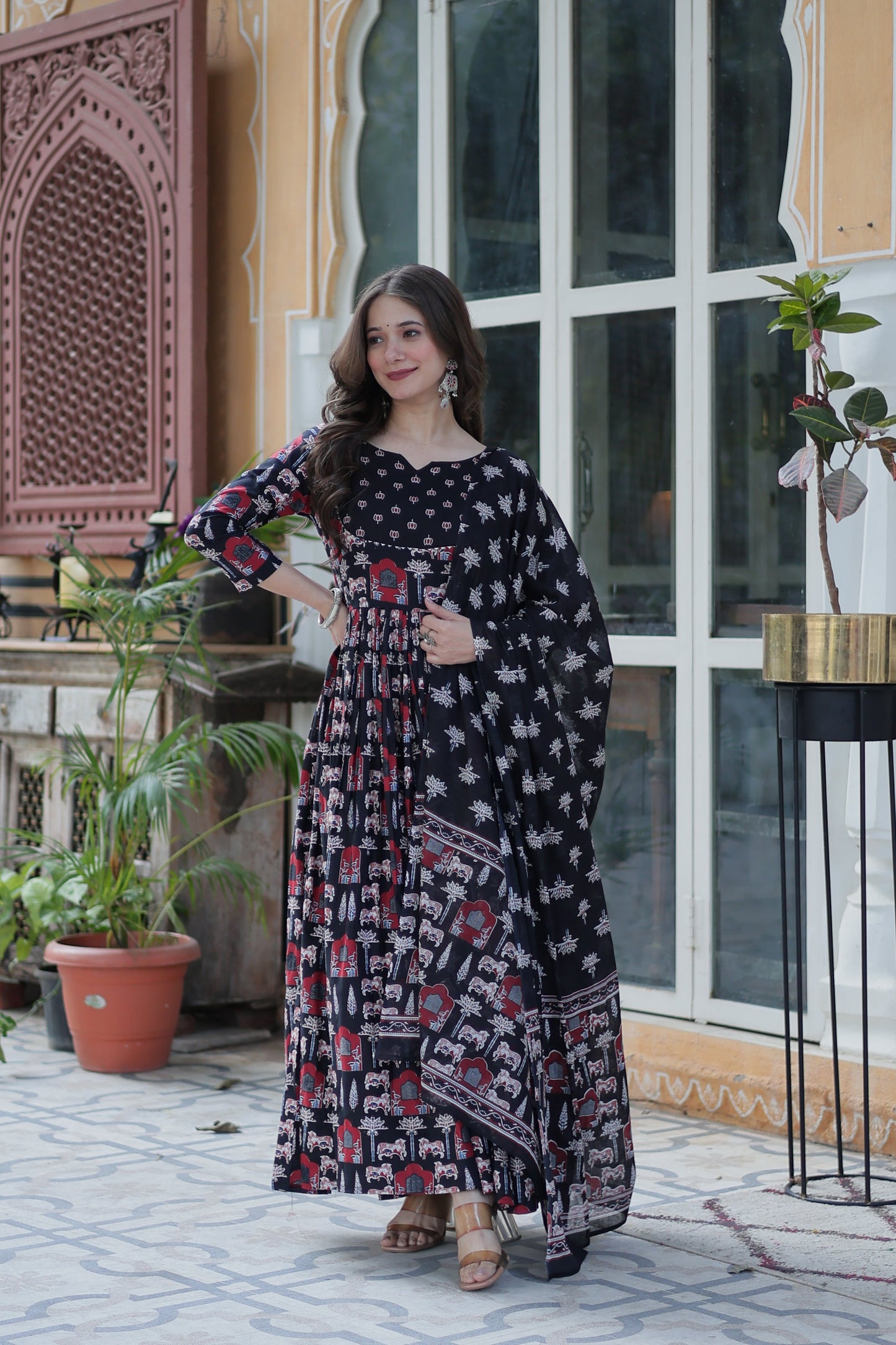 black long kurta plazo