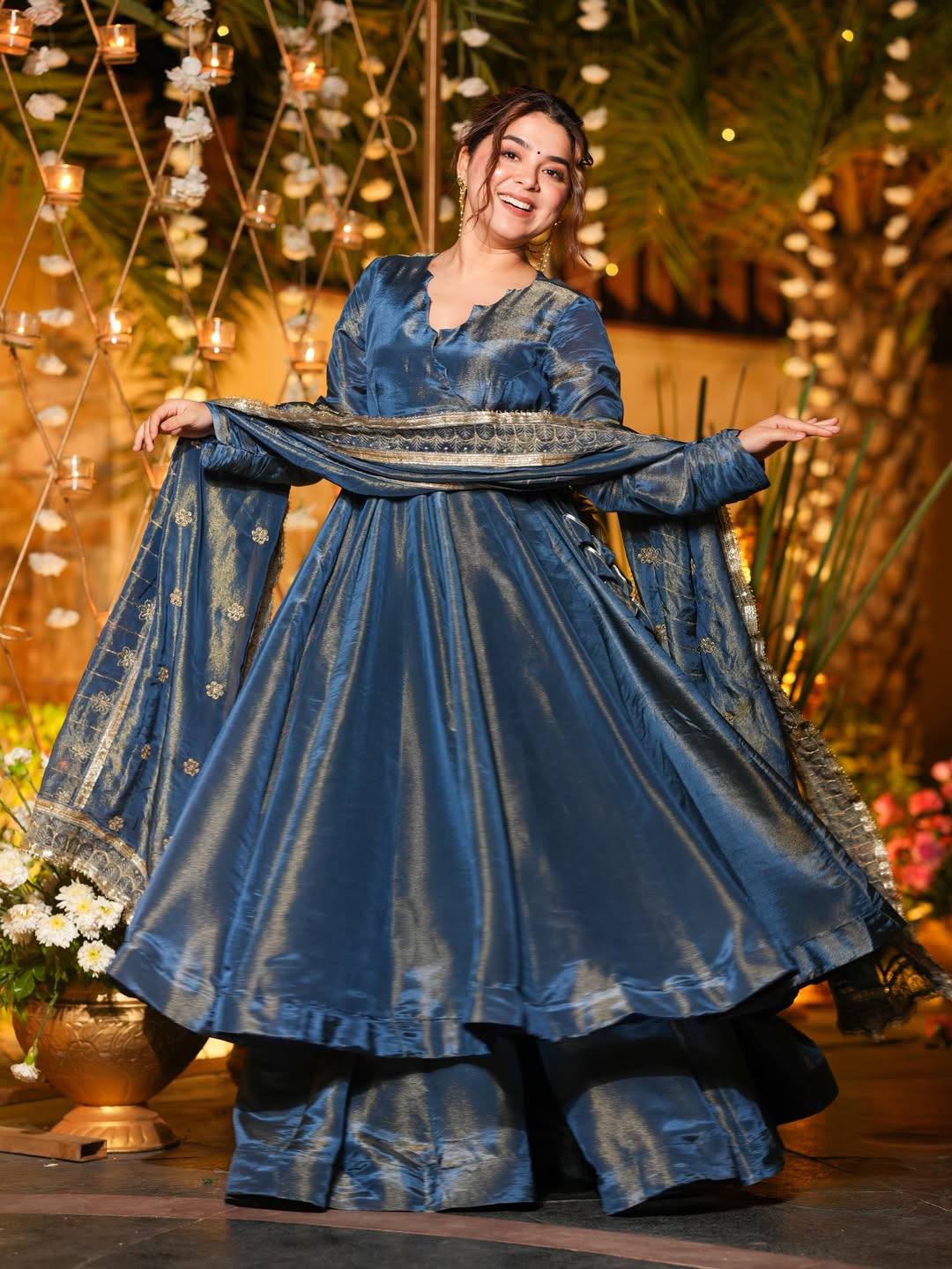 Blue Anarkali Suit with Dupatta for Festive Season