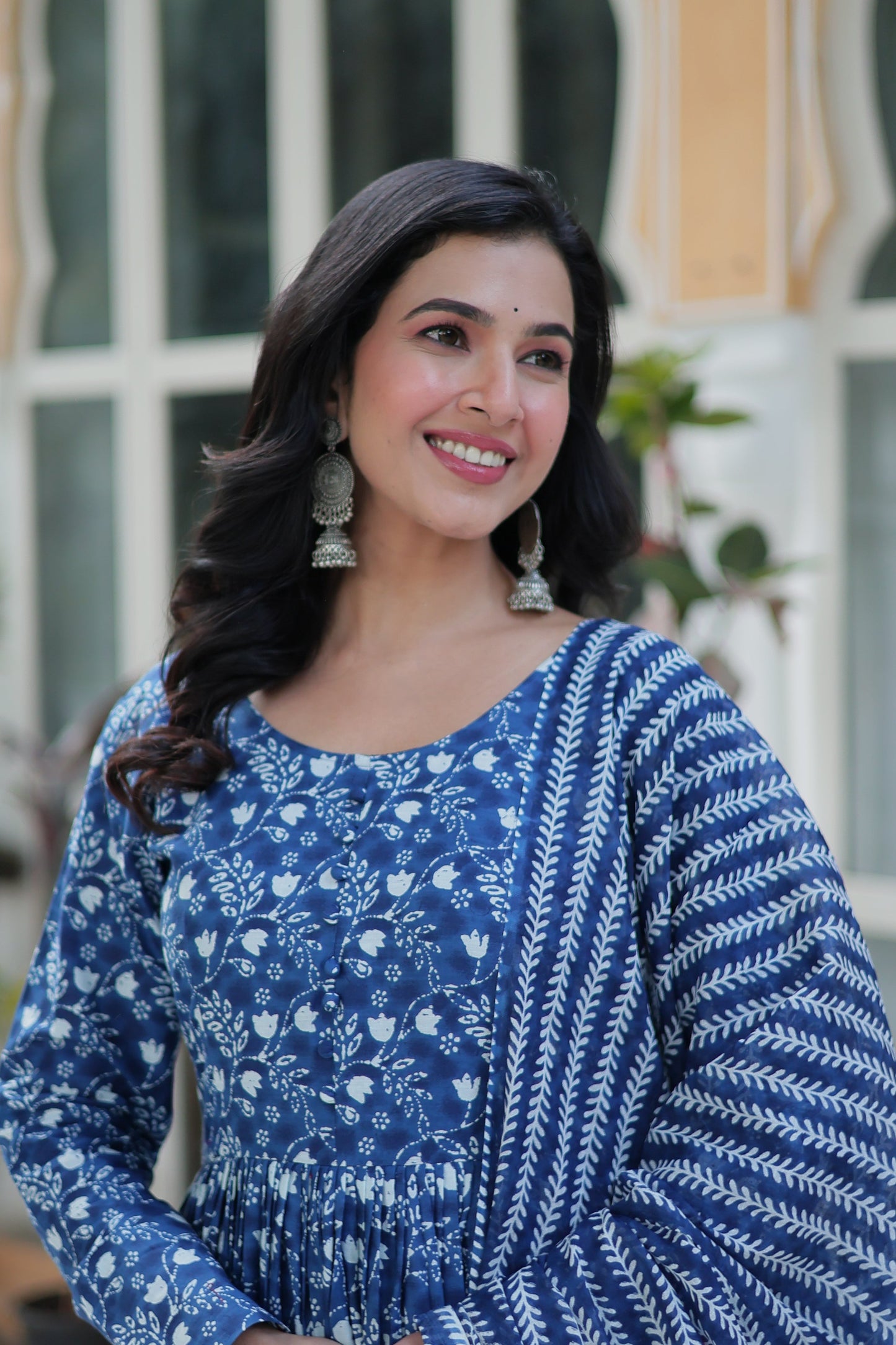 blue cotton kurta with dupatta