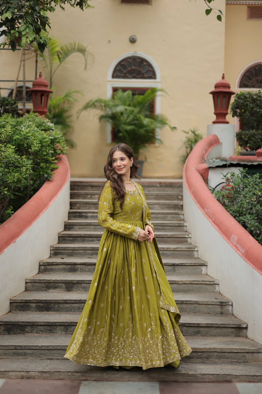 Pista Embroidered Kurta Sharara Suit