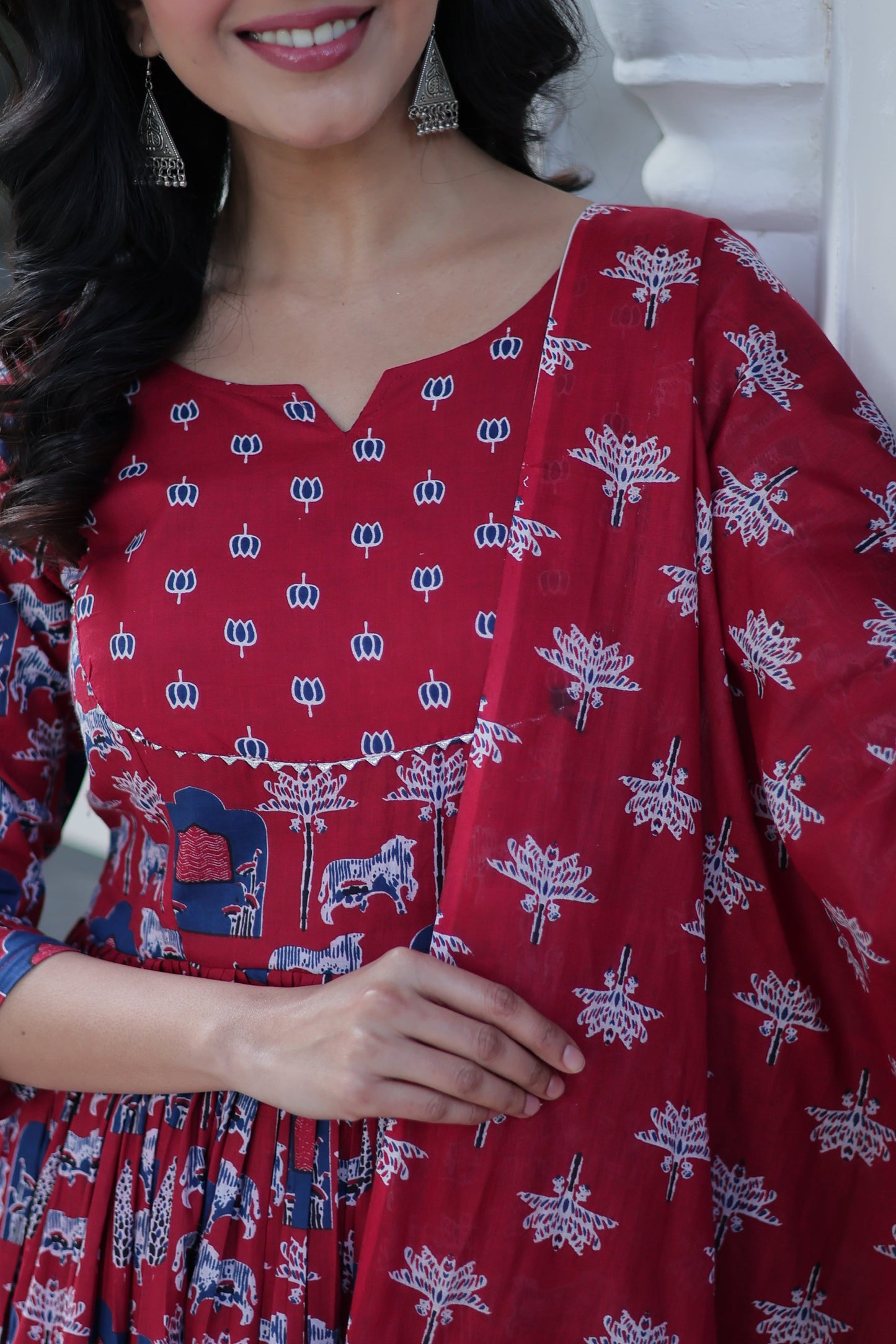 maroon long kurta plazo