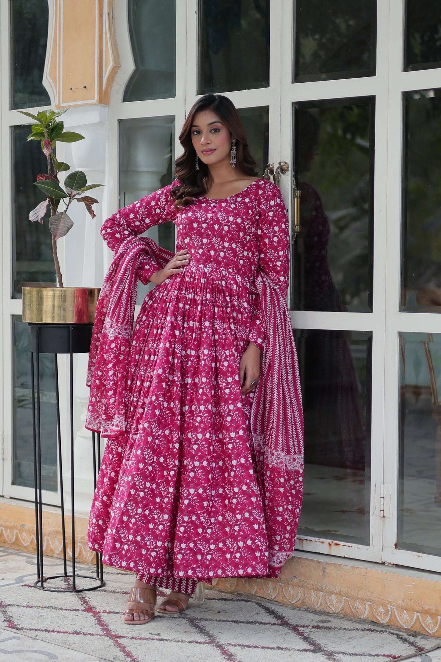 pink cotton kurta with dupatta