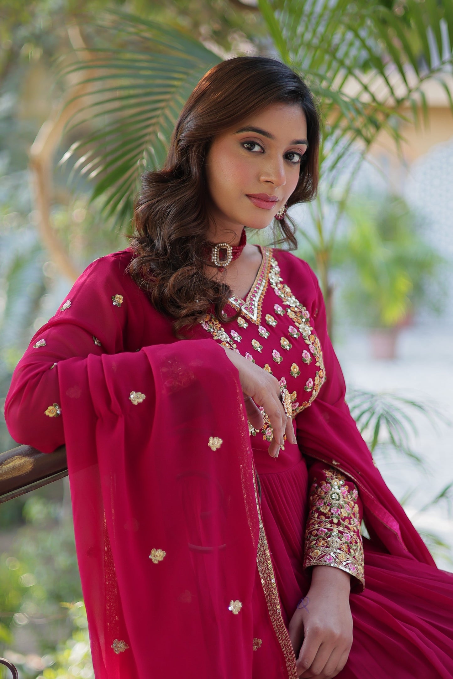 pink gown with dupatta