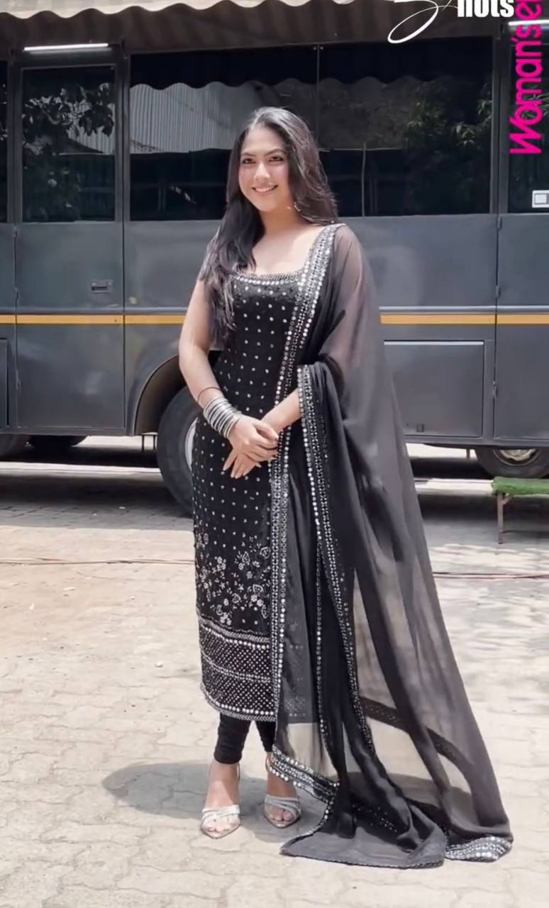 Aisha Black Sequence Embroidery Thread work Salwar Suit