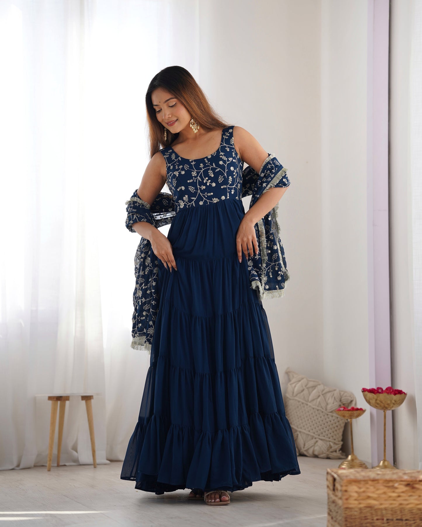 Blue Georgette Anarkali Suit with Dupatta 4
