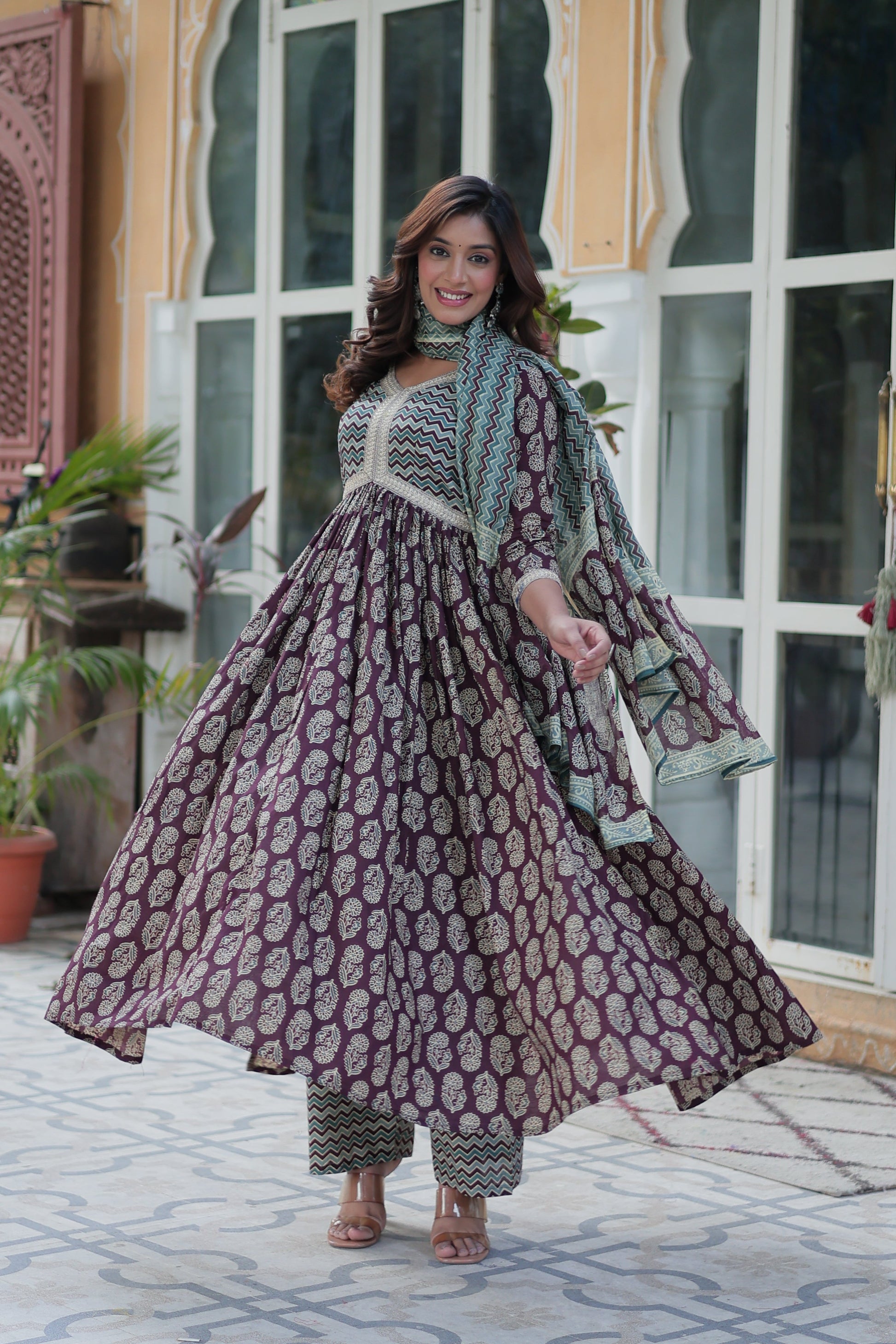 Cotton Printed kurta palazzo set 