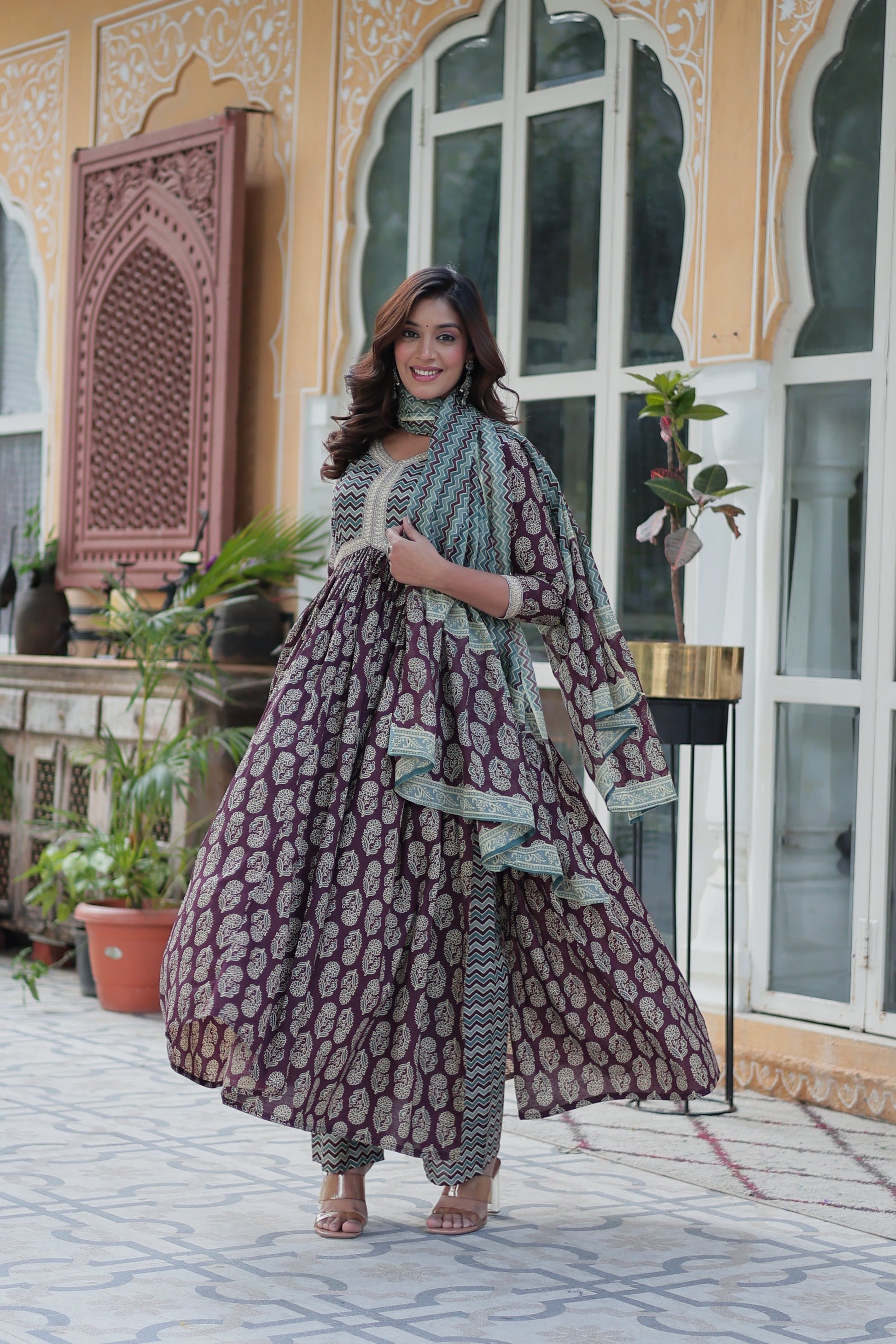 Cotton Printed kurta palazzo set 