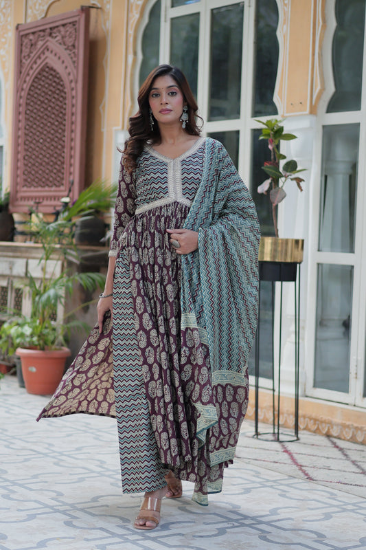 Cotton Printed kurta palazzo set 
