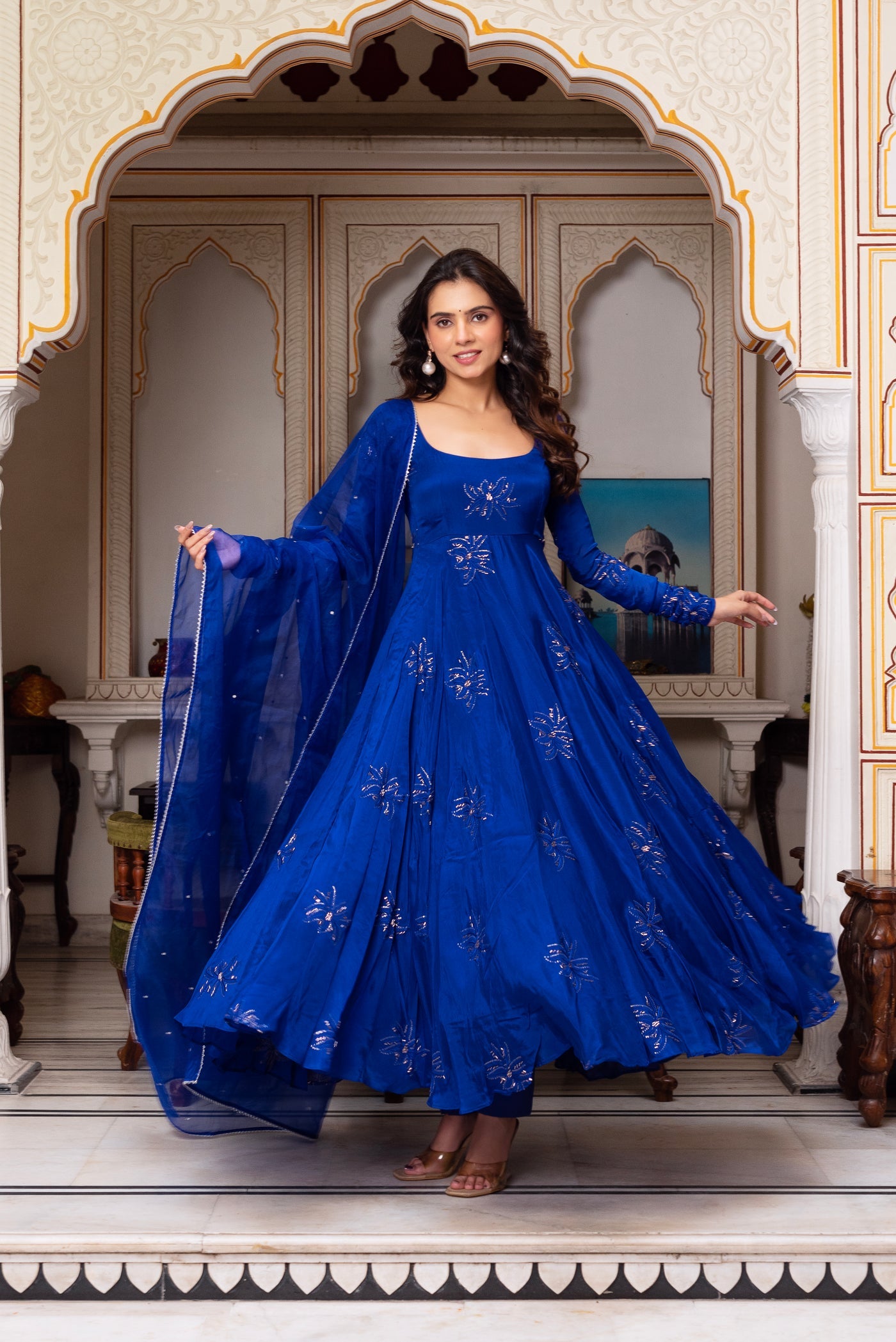 Designer Royal Blue Anarkali Suit for Functions
