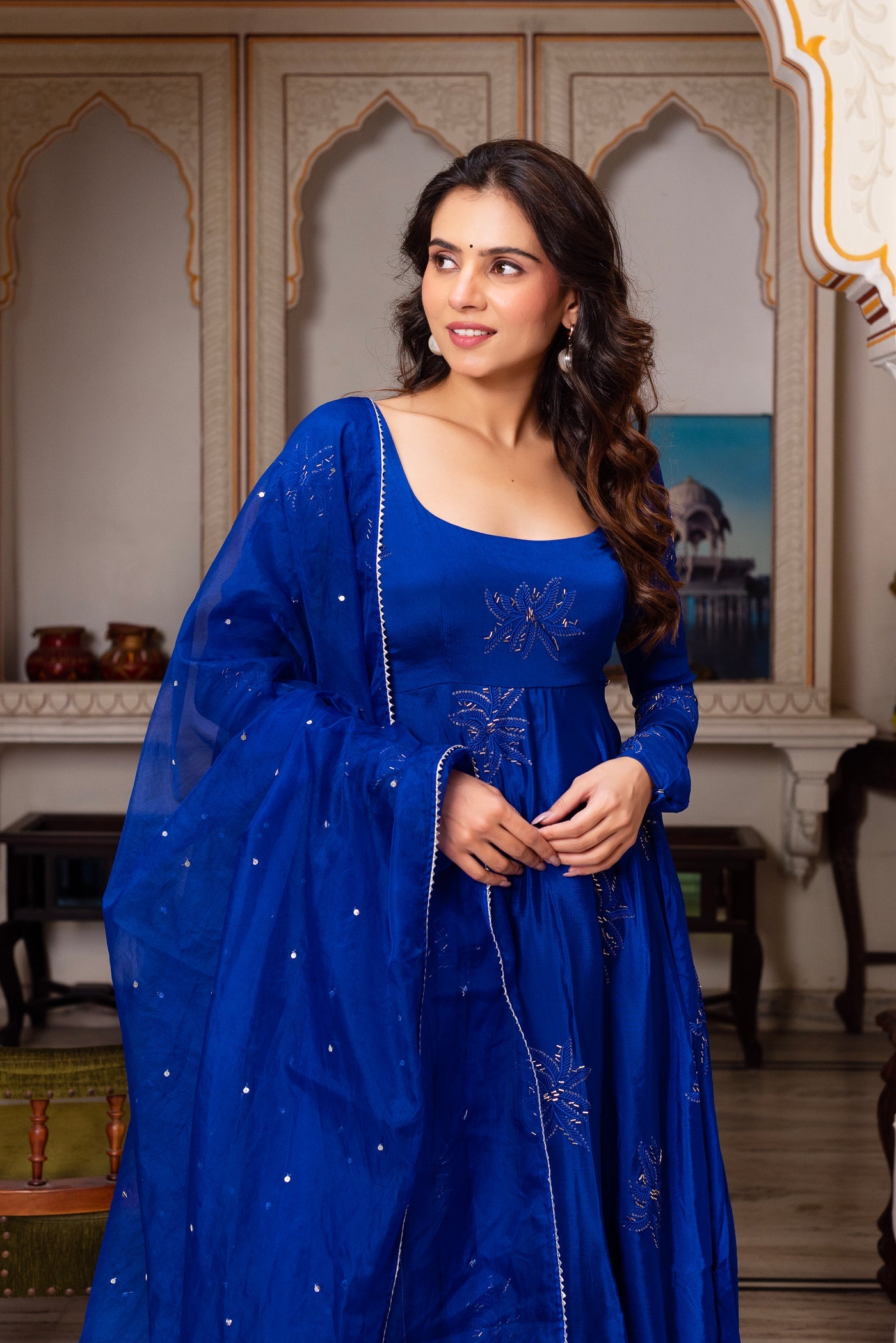 Designer Royal Blue Anarkali Suit for Functions
