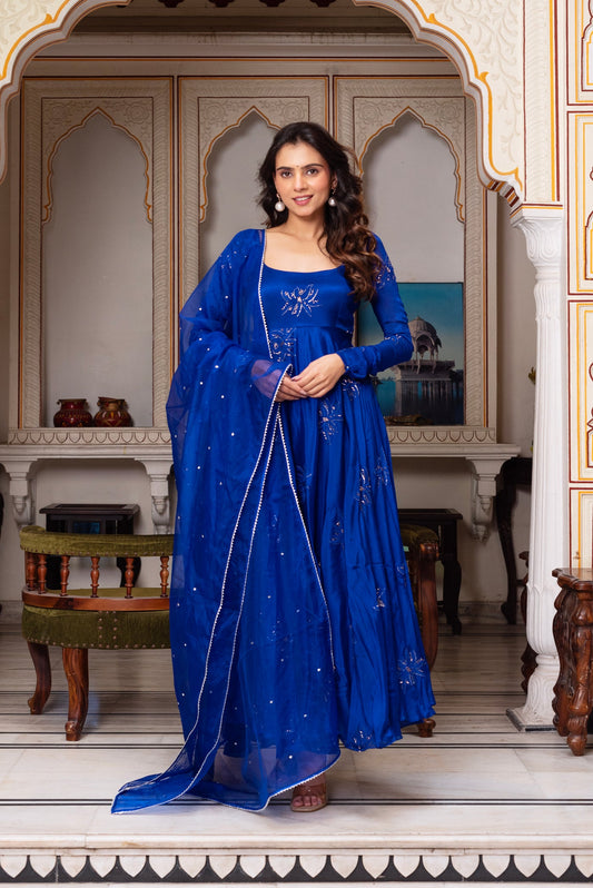 Designer Royal Blue Anarkali Suit for Functions