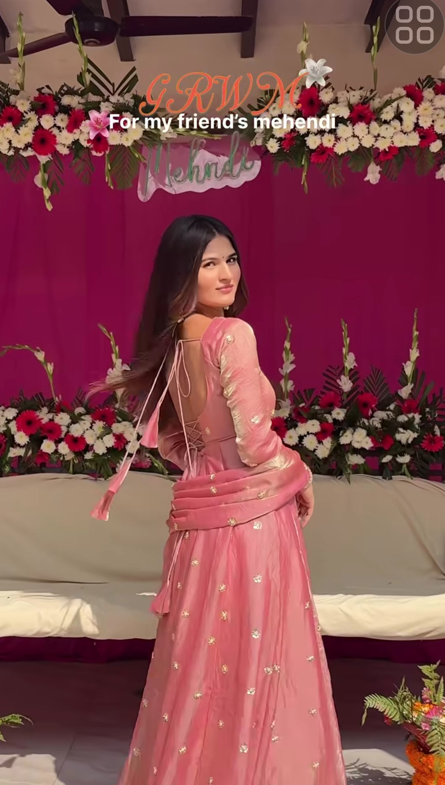 Elegant Dusty Pink Anarkali Gown For Wedding with Silver Embellishments
