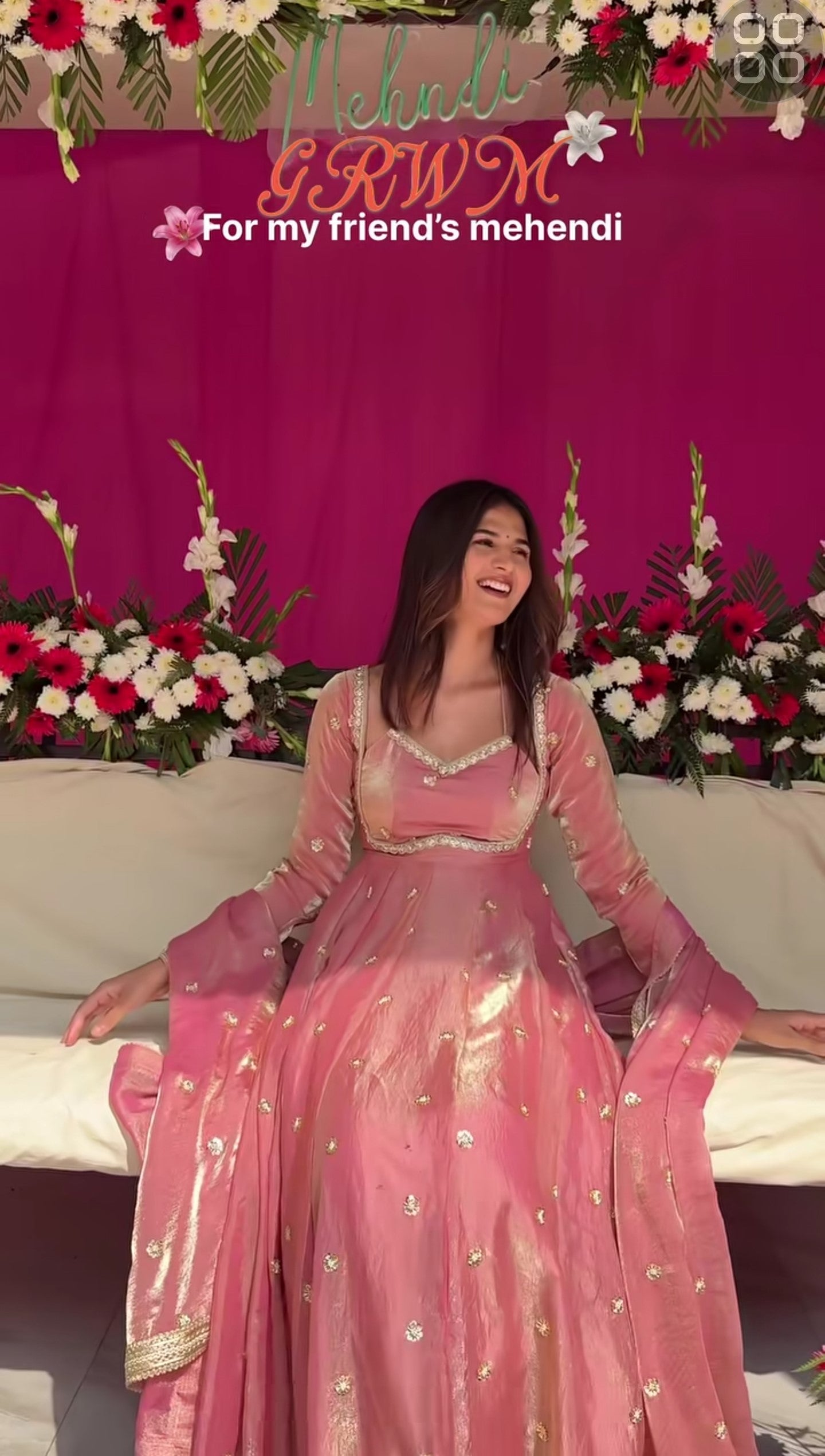 Elegant Dusty Pink Anarkali Gown For Wedding with Silver Embellishments