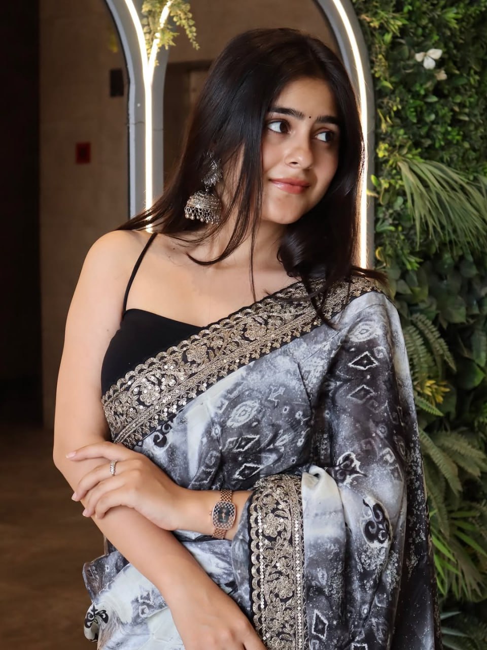 Georgette Digital Print With Embroidery Lace Codding & Sequins Work Saree