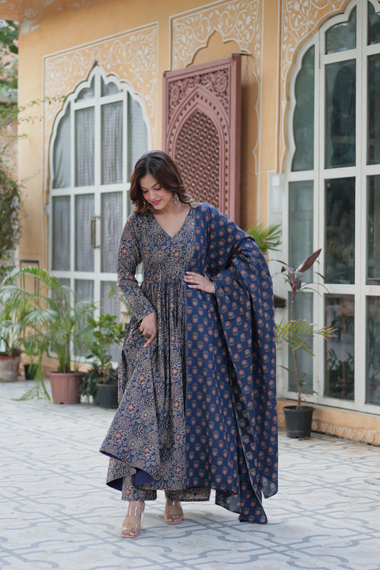Blue Pure Cotton Kurta With Palazzo Set
