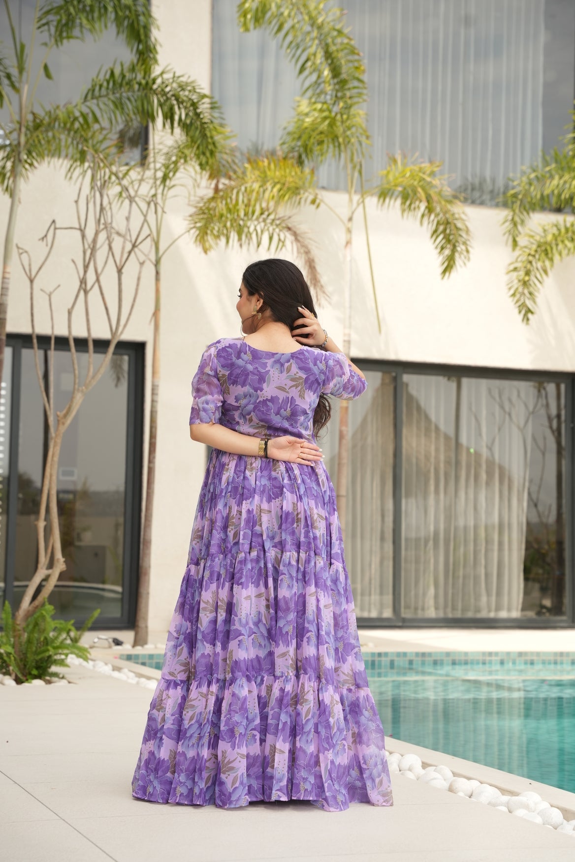 Blue Georgette Printed Dress