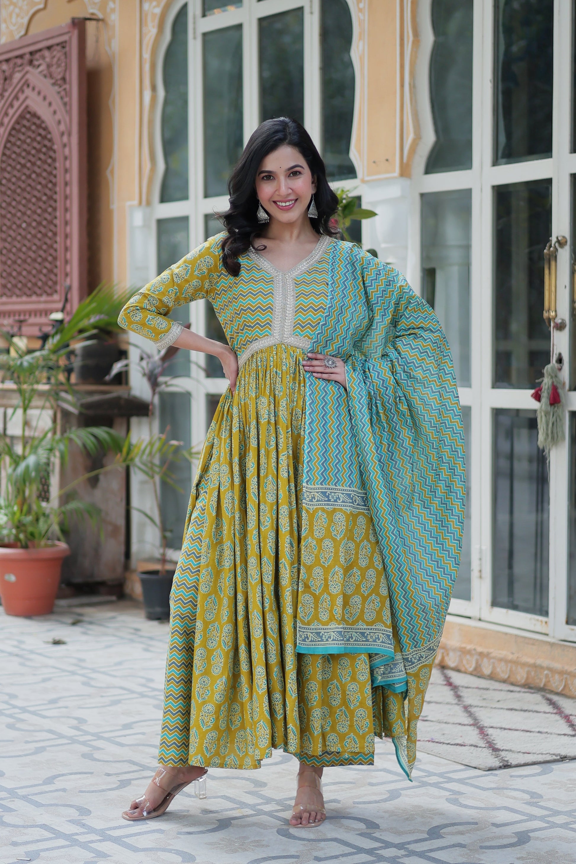 Multicolor Cotton Printed kurta palazzo set 