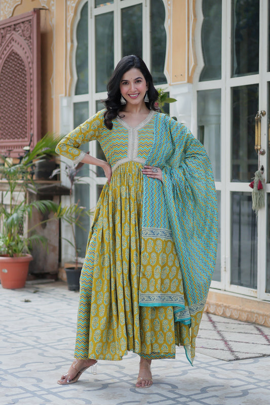 Multicolor Cotton Printed kurta palazzo set 
