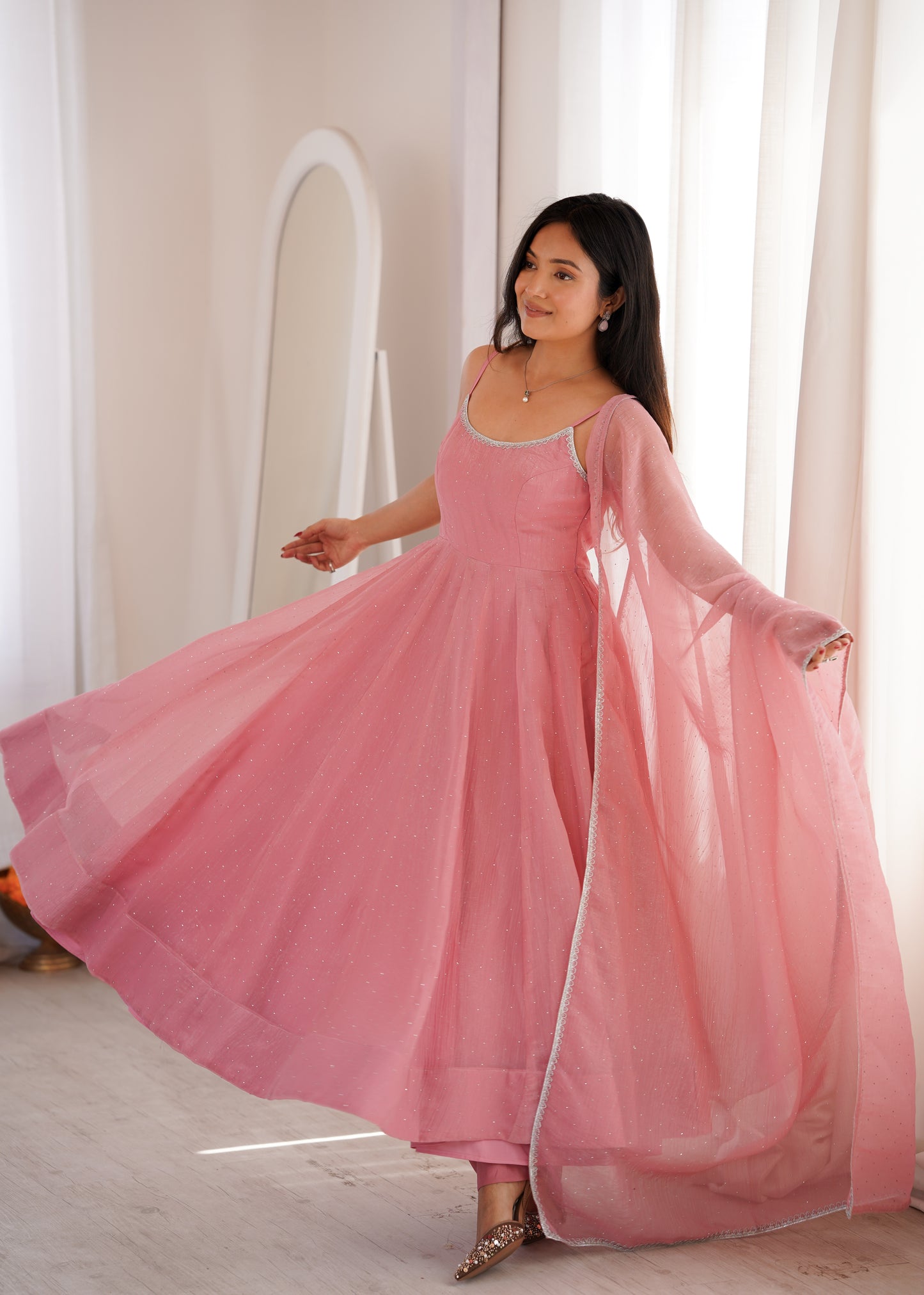 Pink Anarkali Suit with Dupatta for Party Wear