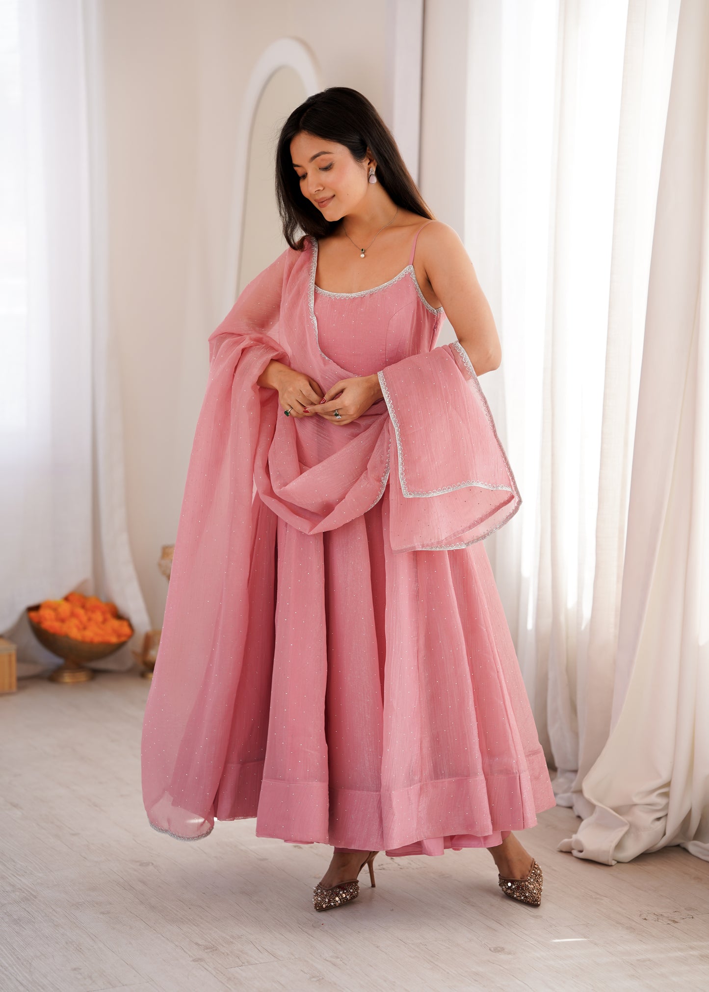 Pink Anarkali Suit with Dupatta for Party Wear