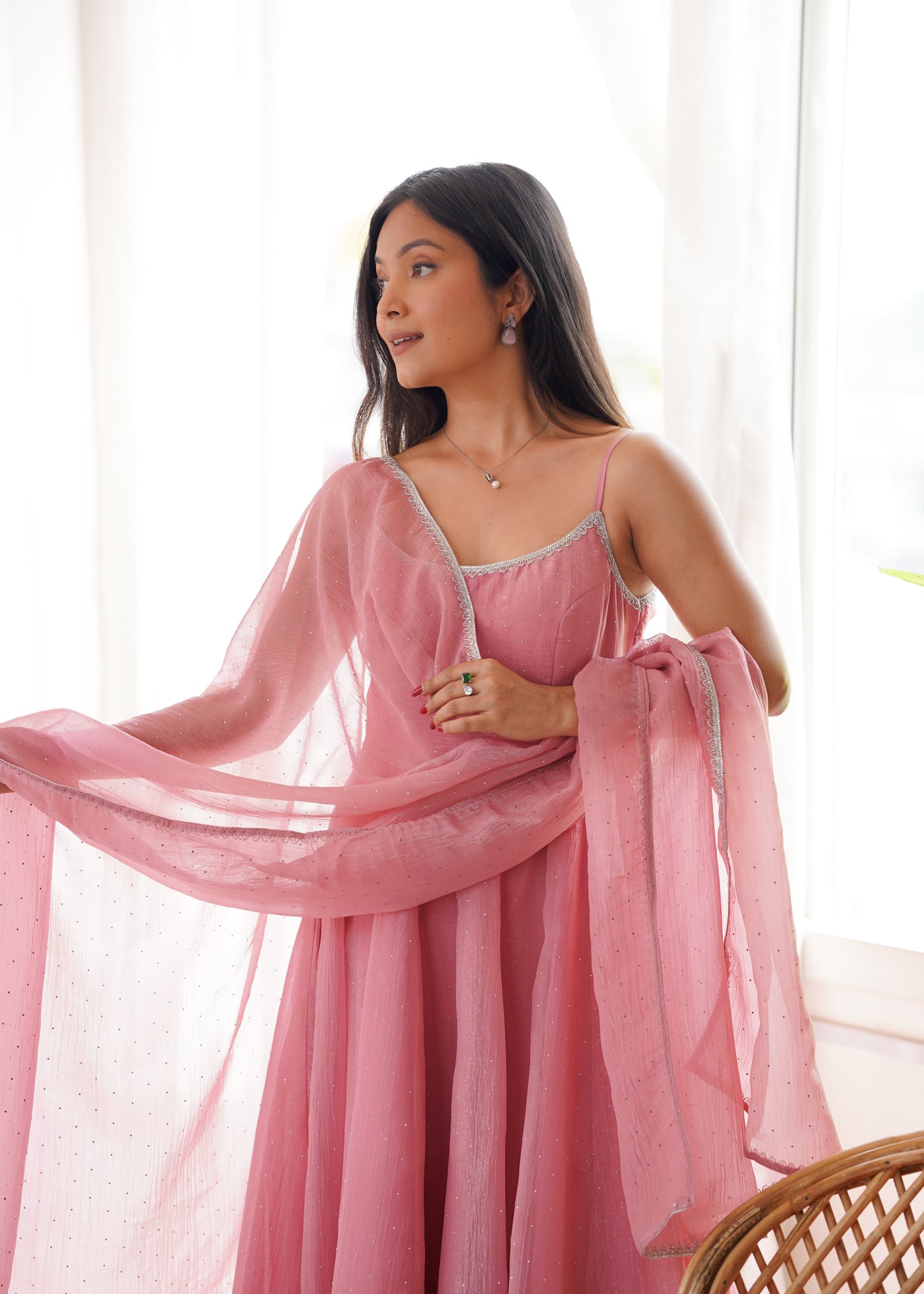 Pink Anarkali Suit with Dupatta for Party Wear