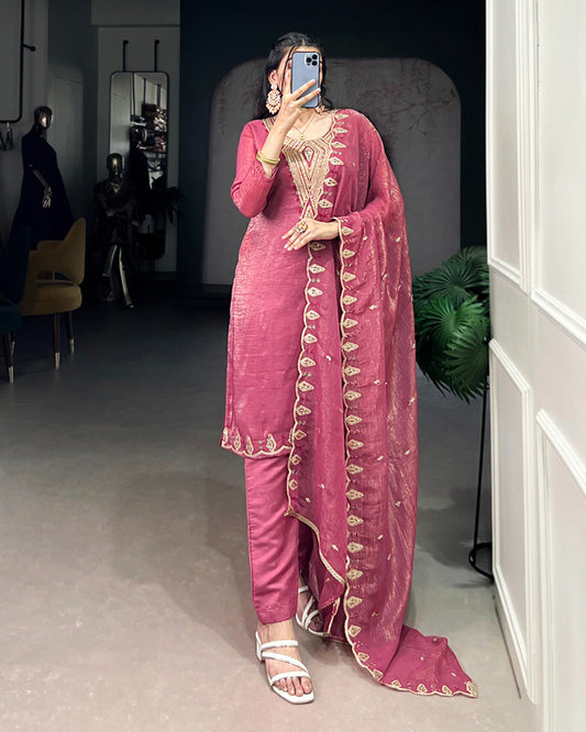 Pink Color Silver Glory Three Piece Salwar Suit