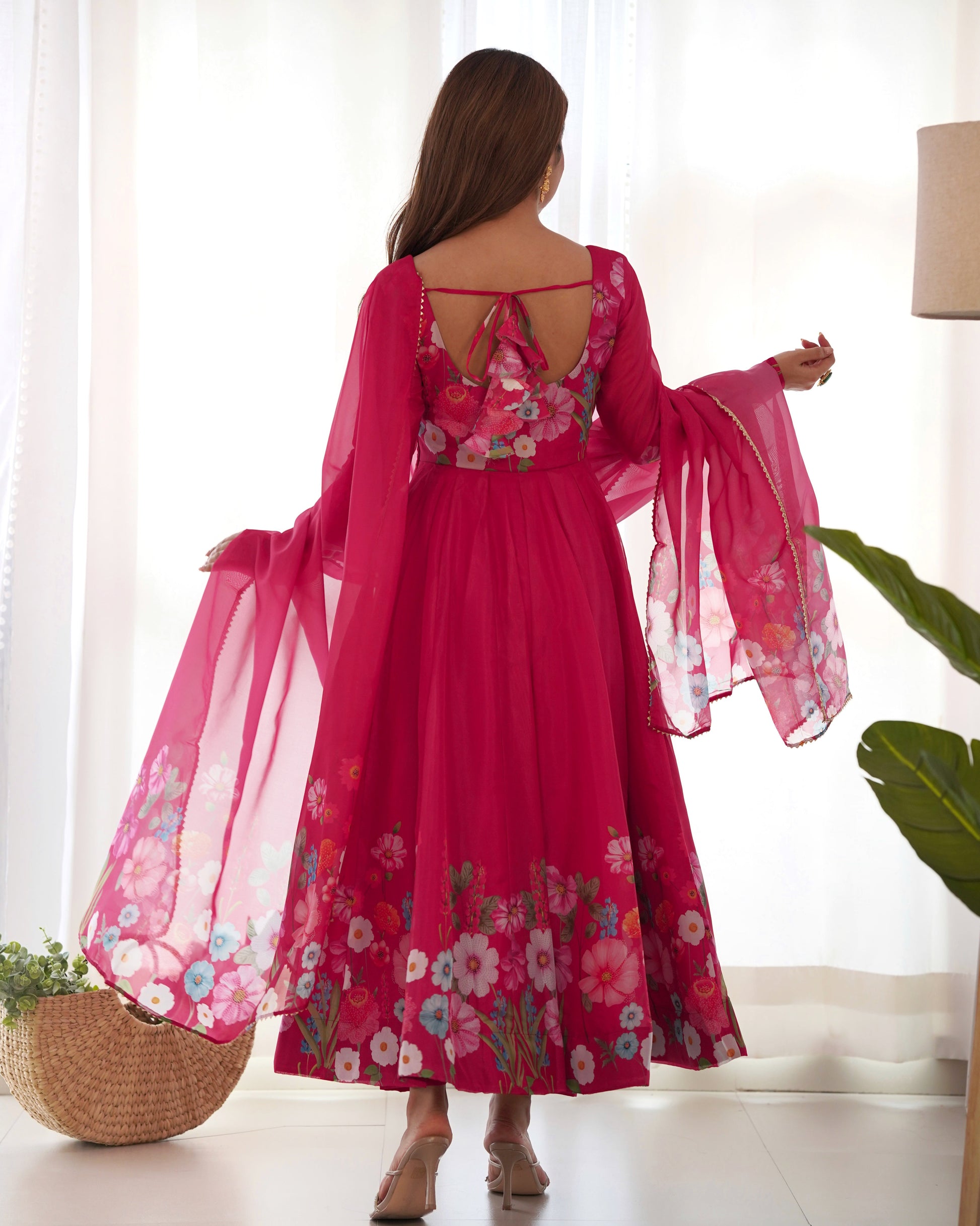 Pink Organza Anarkali Set 3