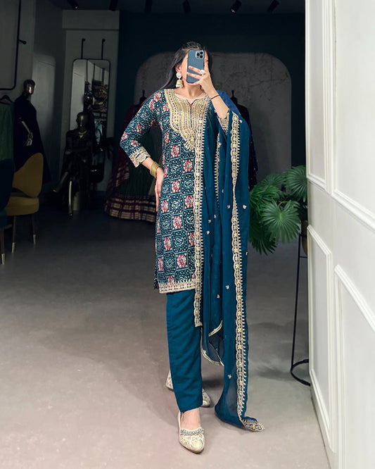 Rama Color Rayon Three Piece Salwar Suit