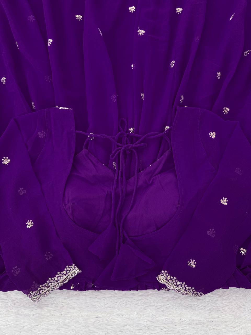 Royal Purple Faux Georgette Embroidery Worked Anarkali Suit With Dupatta